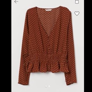 SOLD !!!  Brown Polka Dot Women's Top